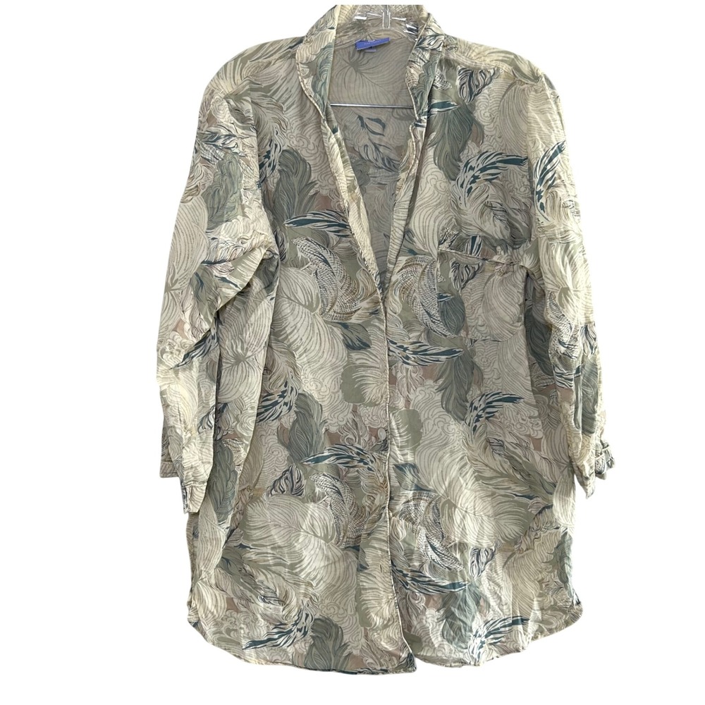 Pine Cone‎ Hill Fine Linens Floral Print Button Down Long Sleeve Sleep Dress